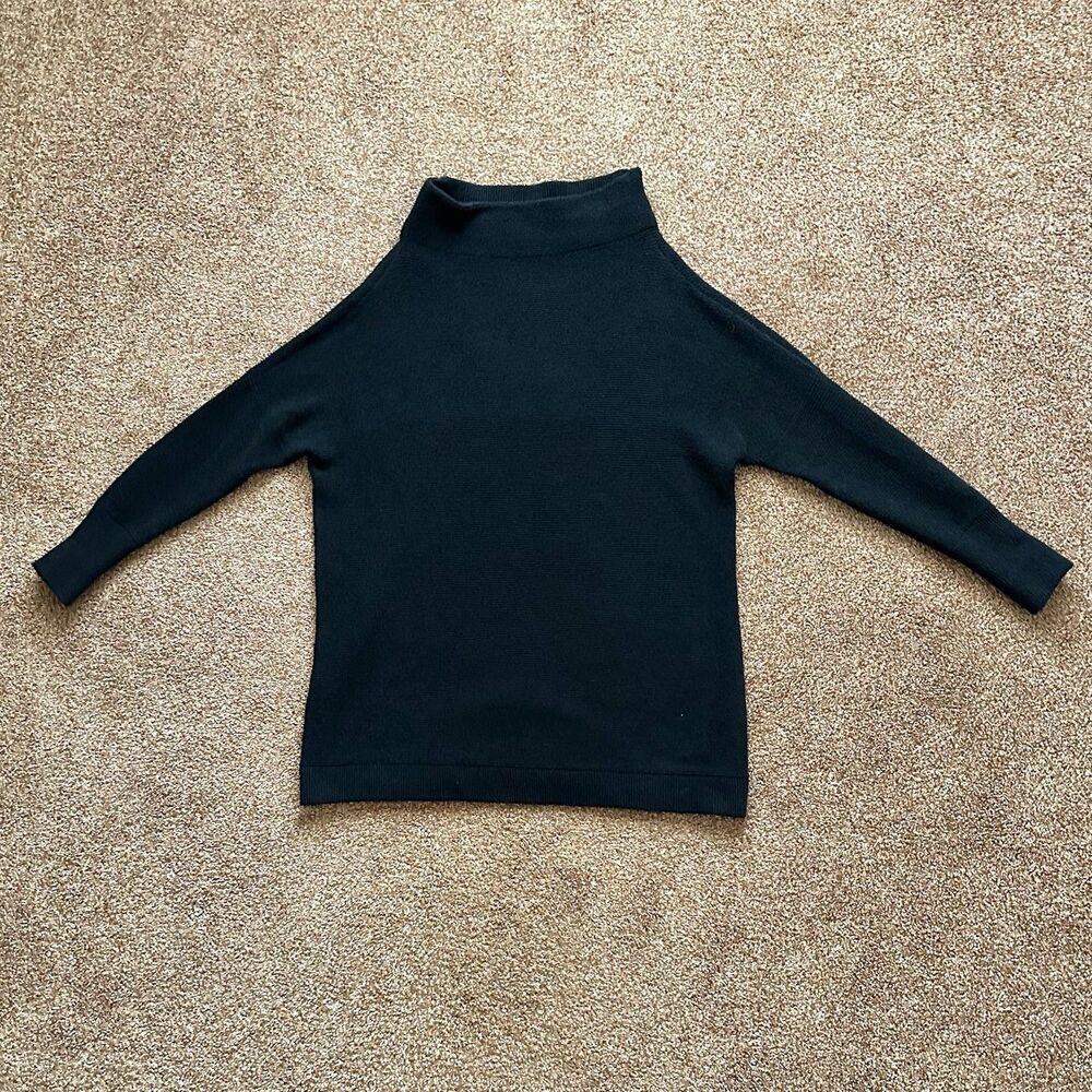 Free People Sweater Womens Sm Mock Neck Knit Pullover Long Sleeve Black Cozy Emo